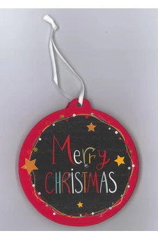 Dicksons Merry Christmas Red Bulb 4.25 x 4 MDF Decorative Hanging Ornament