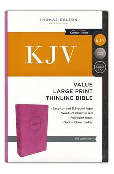 KJV Value Thinline Bible, Large Print, Leathersoft, Pink, Red Letter Edition, Comfort Print